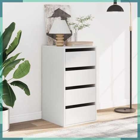 852861 Commode d'angle blanc 40x41x76 cm bois d'ingénierie (1/5)