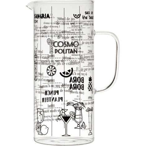 Paris Prix – Pichet en verre borosilicate 2L – Pour cocktails – Transparent – Dimensions L. 16,5 x l. 10 x H. 10 cm (1/3)