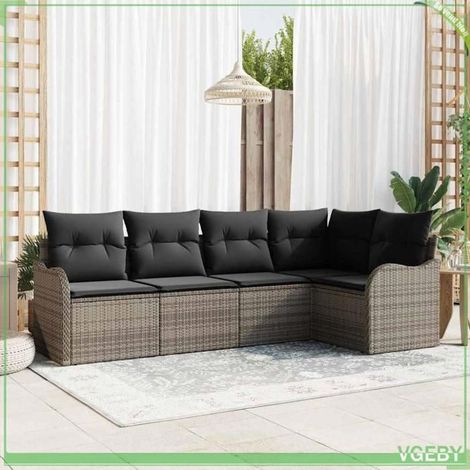Ensemble de canapé de jardin - FAFEICY - 3354368 - Gris polyrotin - Modulaire - Rangement intégré (1/5)