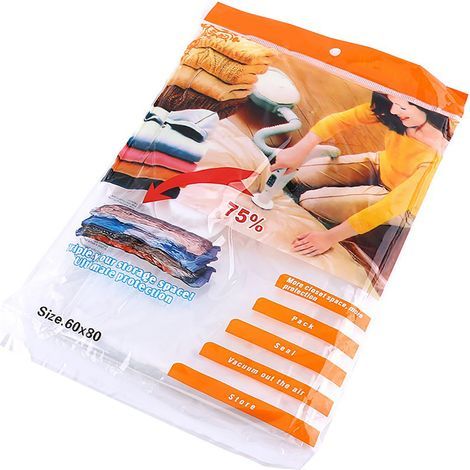 Lot de 2 Sacs de Rangement Sous Vide Pratiques 60x80cm Économiseur d'Espace pour Vêtements Maison (1/5)