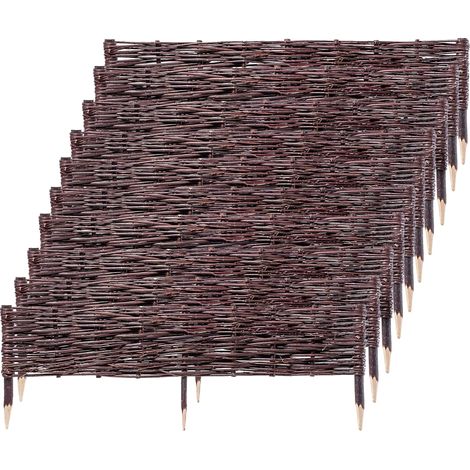 Clôture de jardin, osier naturel, installation facile, Marron (1/5)