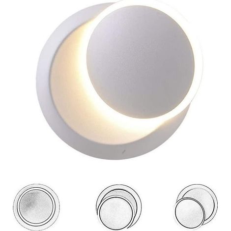 Applique murale intérieure LED blanche 5W, applique moderne blanc chaud Creative Eclipse 2 en 1 en fer, lampe LED (blanche) (1/5)