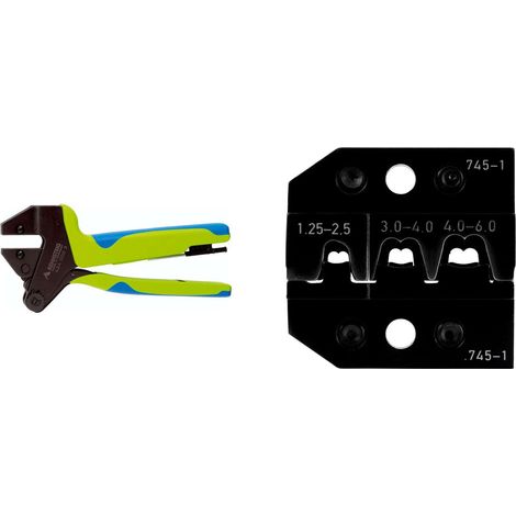 624 745-1 3 0 K1 Rennsteig Werkzeuge GmbH Crimpzange PEW12 für Flachstecker gerade und 90° seitlich nach links Querschnitt 1,25mm² - 6mm² - 1 Stück