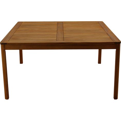 Miliboo – Table de jardin carrée en acacia massif L147 x L147 x H76 cm – Pour 8 personnes – Résistante aux intempéries – Design minimaliste
