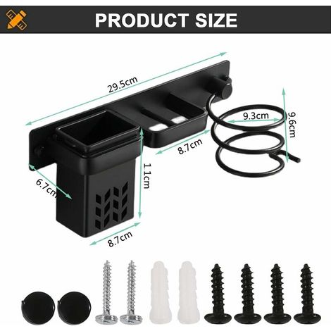 Green Mobility-Support pour sèche-Cheveux, Support de Lisseur Support de Lisseur pour Organisateur de sèche-Cheveux Support pour Outils de Salle de Bain Multifonctionnel (A) (1/5)