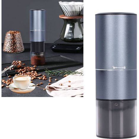 Tragbare elektrische Kaffeemühle, Energiesparmodus, mattes Metallgehäuse, leicht zu reinigen, kleine Kaffeemühle (1/5)