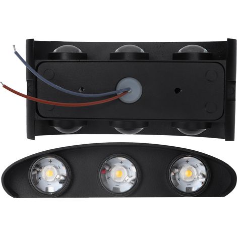 Luminaire mural LED 6W, coque en aluminium noir, lumière chaude, éclairage haut et bas AC85-265V, lampe décorative (1/5)