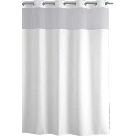 70,9 x 70,9 Zoll großer, strukturierter Duschvorhang mit aufsteckbarem PEVA-Futter, Außenvorhang aus Hotelstoff und wasserdichtem Innenfutter, Weiß