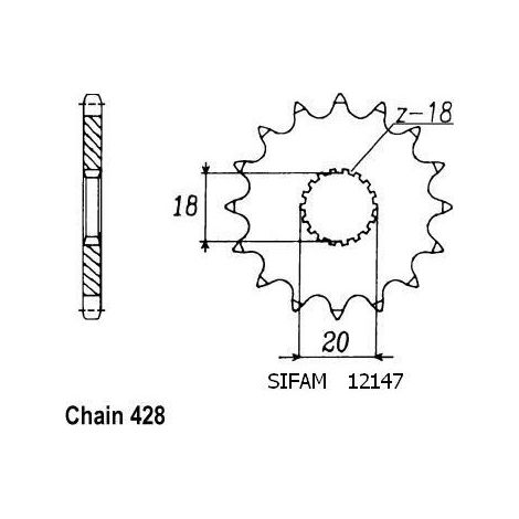 Pignon Gn 125 1992-1996 - Dr 125 S 1980-1985 - 428 - 14 Dents - Similaire JTF426