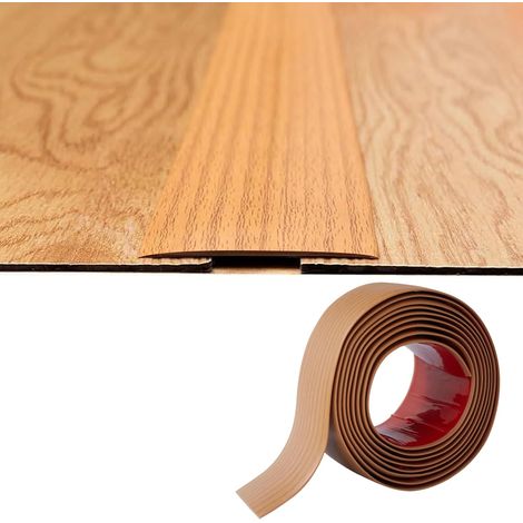 Bande de Transition Plate 2mm épaisseur PVC,5cm Large Bande de Seuil Fine Autoadhésive Barre de Seuil Souple Baguette Seuil de Porte Profilé de Transition Joindre Espaces de Sol,2M Grain de Bois Jaune (1/5)
