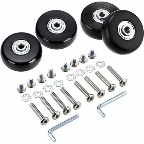 4Pcs 50x18mm Bagages Valise Roues De Rechange, Roulettes Pivotantes En Caoutchouc Roulettes Roulements Kits De Réparation,Noir (1/4)