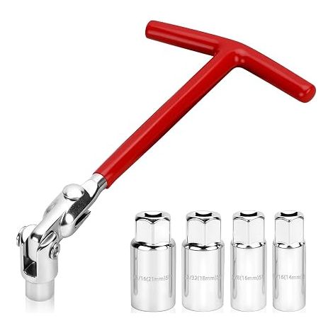 Spark Plug Wrench Set 14mm 16mm 18mm 21mm Universal T Shape Spark Plug Wrench Set for Car Motorcycle (1/5)