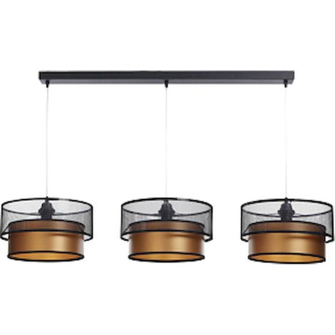 Suspension élégante lumière cuivre effet satiné et filet noir - Noir maille avec intérieur cuivre (1/5)