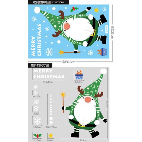 Autocollants statiques Père Noël, autocollants de Noël, autocollants pour vitrines, décorations de Noël, stickers pour fenêtres