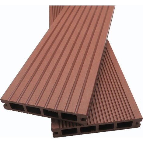 Doppelzellige Terrassendiele aus Verbundholz – Farbe – Rotbraun, Dicke – 25 mm, Breite – 14 cm, Länge – 360 cm, überdachte Fläche in m² – 0,5