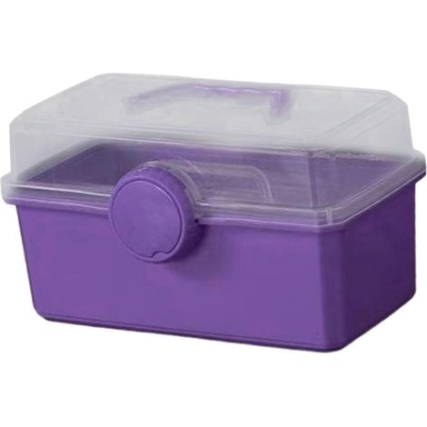 Boîte de rangement portable à 2 niveaux, grande capacité, boîte de rangement multifonctionnelle, boîte pour les activités artistiques et manuelles des enfants.-Violet (1/5)