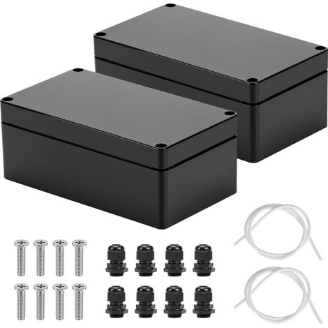 2 Pièces boîtes de jonction en plastique ABS étanche ip65, 158 x 90 x 60 mm, noir (1/5)
