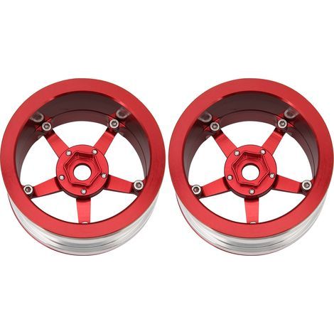 Jantes Beadlock en alliage d'aluminium pour voiture RC Crawler 1/10, accessoires pour voitures RC, rouge (1/5)