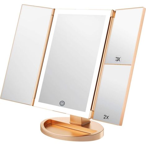 Miroir de courtoisie avec éclairage, grossissement 1X/2X/3X, écran tactile triple. (1/5)