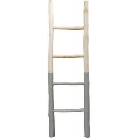 Echelle décorative en bois exotique blanchi et peinture gris - SCALA (1/3)