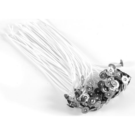 100 mèches pré-cirées de qualité supérieure, 20 cm, avec attaches métalliques pour fabrication de bougies (1/3)