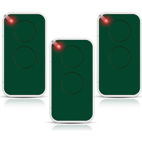 Era Inti Universalfernbedienung für Tore 433,92 MHz – 2 Kanäle, kompatibel mit Tor- und Garagentoröffnern, einfach zu programmieren, kompaktes Design – 3 Stück, Grün