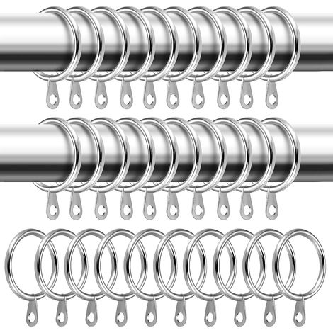 Anneaux Pour Rideaux - 25 Pièces - Diamètre Intérieur 30 mm - En Fer Métallique Argenté - Pour Tringles À Rideaux Jusqu’à 29 mm - Usage Multifonctionnel (1/5)