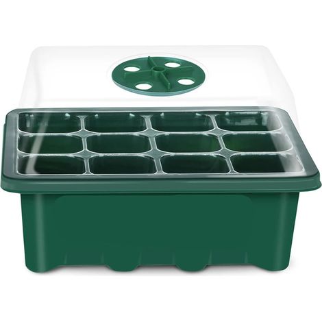 Mini serre à plantes, ensemble de 6 pièces, 72 compartiments, plateaux de semis d'intérieur avec couvercles et aérations durables.