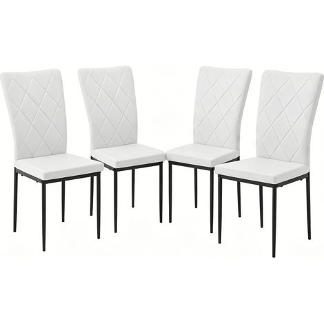 Chaises de salle à manger à dossier haut en similicuir vintage noir et blanc, lot de 4 (1/5)
