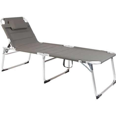 XXL Aluminium Gartenliege 200 x 70 cm - grau - Relax Sonnenliege mit Kopfkissen