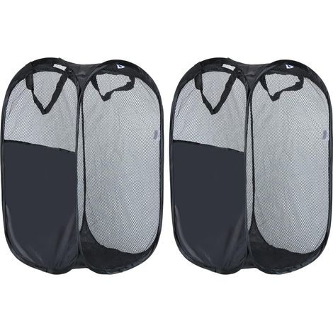 Tragbarer Wäschekorb, 2-teilig, faltbar für bequeme Aufbewahrung, ideal für Kinderzimmer, Studentenwohnheime oder Reisen (schwarz) (1/5)