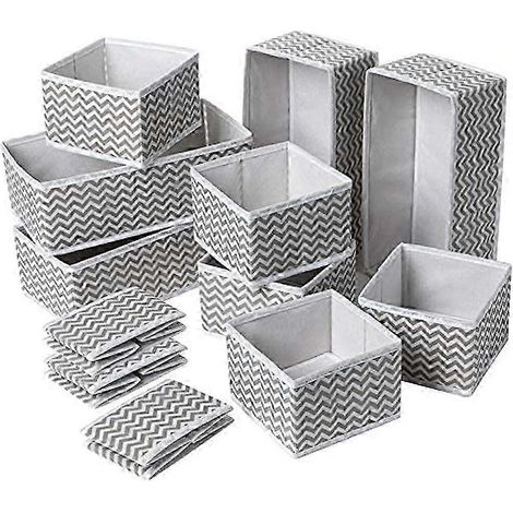 Lot de 12 organisateurs de tiroir pliables en non-tissé pour sous-vêtements, soutiens-gorge, cravates, chaussettes. (1/5)