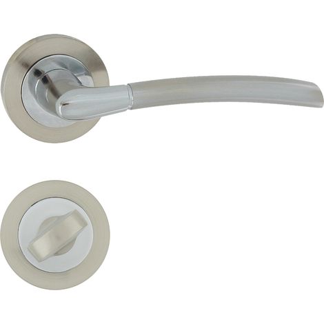 DOMINO Poignée de porte PRESTO-R M6/M9 WC Poignée avec rosace WC Chrome/nickel brillant (1/5)