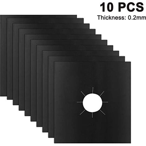 Protection Pour Brûleur De Cuisinière - Revêtement Antiadhésif En PTFE - Compatible Plaque À Gaz - 27 X 27 Cm - 8 Pièces 0,3 Mm Ou 10 Pièces 0,2 Mm (1/5)
