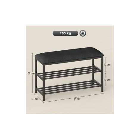Schuhbank 81 x 31 x 50 cm aus schwarzem Metall mit Stauraum für den Flur – MEUBLIV (1/5)