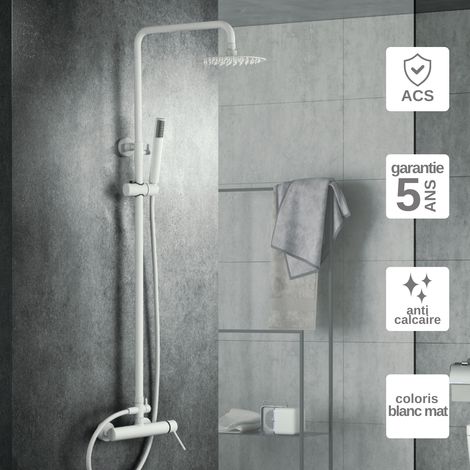 Colonne de Douche blanc mat anti-calcaire - Design Moderne et Économie d'eau - Kit Complet MILOS IMEX (1/5)