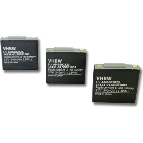 vhbw 3x Akku kompatibel mit GN Netcom Jabra 9120, 9125, GN9120, GN9120 Flex wireless Headset Kopfhörer (340mAh, 3.7V, Li-Polymer)