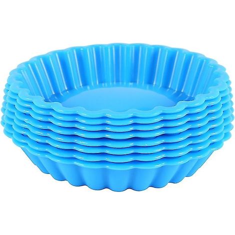Lot de 8 moules à gâteaux en silicone antiadhésifs, moules à tarte ronds cannelés pour muffins et flans. (1/5)