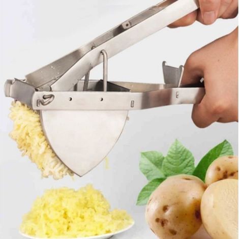 Presse-Purée - Professionnel - Acier Inoxydable - Poignée Antidérapante - Facile à Nettoyer - 30x8x10cm (1/4)