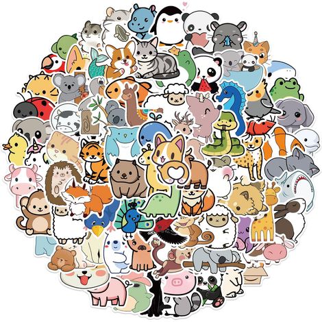 BEBUSINGOTO 300 autocollants animaux mignons pour enfants, autocollants pour bouteille d'eau, autocollants en vinyle imperméables pour ordinateur portable, skateboard, pare-chocs, scrapbooking (1/4)