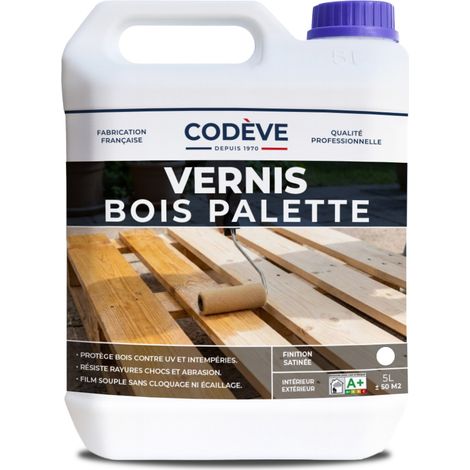 Codève Bois – Vernis bois palette 5 L – Protection renforcée contre le grisaillement – Application facile sans odeur – Rendement jusqu'à 13 m2/l
