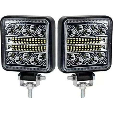 Foco de trabajo LED de 102 W – 10.200 lm, 12–24 V, para coche, camión, tractor o barco – Paquete de 2 focos de alta potencia