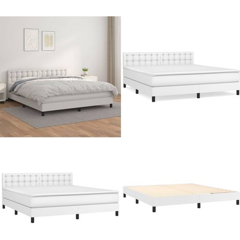 Boxspringbett mit Matratze Weiß 160x200 cm Kunstleder - Boxspringbett - Boxspringbetten - Home & Living (1/5)
