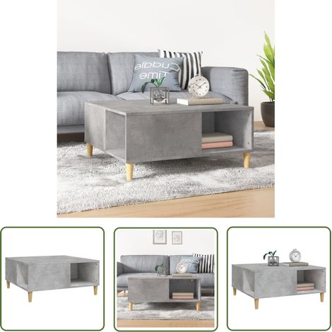 The Living Store Table basse gris béton 80x80x36,5 cm bois d'ingénierie - Table Basse - Meuble Salon - Table D'appoint - Table Côté Canapé - Design Minimaliste (1/5)