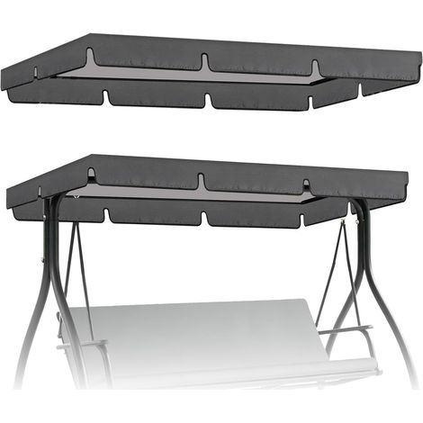 Swing Canopy, 195 x 125 x 15 cm Replacement Fabric for Garden Swing, Waterproof Roof Tarpaulin for Swing Chair, Anti-UV, 420D Oxford, 2 and 3 Seaters, Windproof (1/5)