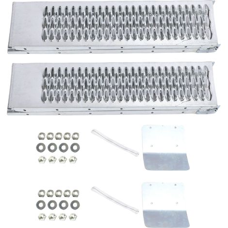 LOT DE 2 RAMPES DE CHARGEMENT, GALVANISÉES, 195X22CM, PLIABLES, 520KG, ANTIDÉRAPANTES, POUR MOTO, VÉLO, FAUTEUIL ROULANT, GARAGE ET REMORQUE (1/5)