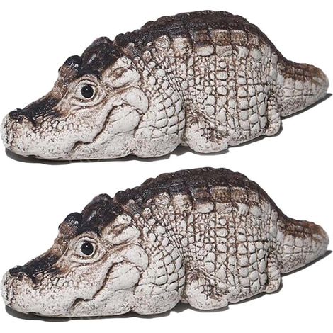 Figurine Crocodile - Résine Noire et Beige - 6,4 x 2,8 x 2 cm - Décoration Intérieure Extérieure - 1 Pièce (1/5)