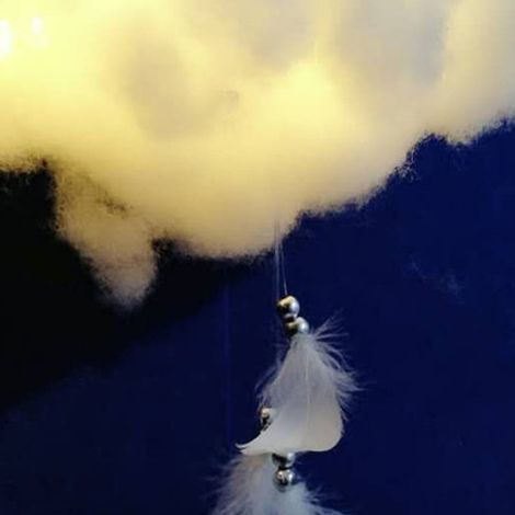 Lot DIY Nuage Lumière Décorative avec Plumes Blanches, Kit Créatif pour Guirlande Rêveur Style Ins, Décoration Murale Fille, Piles Incluses (1/3)