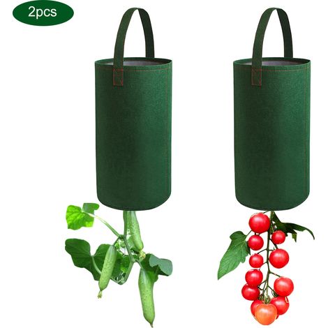 Sac de culture suspendu en feutre pour tomates, jardinière à tomates inversée, sac de culture multifonctionnel pour fraisiers, légumes et fleurs (1/5)