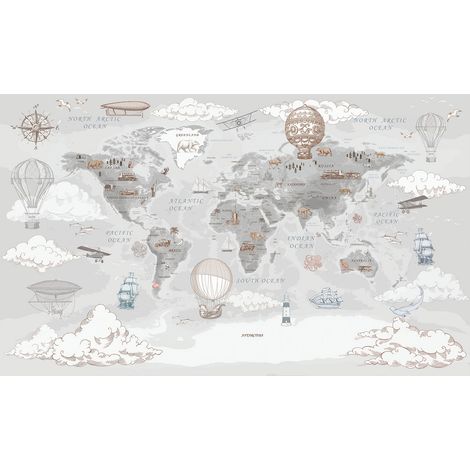 Papier peint panoramique Enfants - Carte du Monde - 390 cm x 234 cm (1/2)